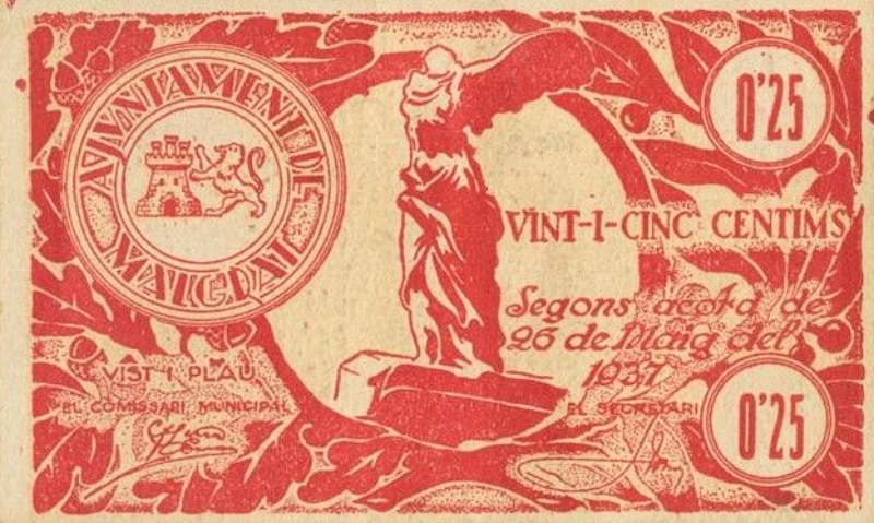 Anverso de 25 Céntimos (Malgrat)