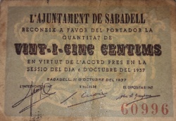 Anverso de 25 Céntimos (Sabadell)