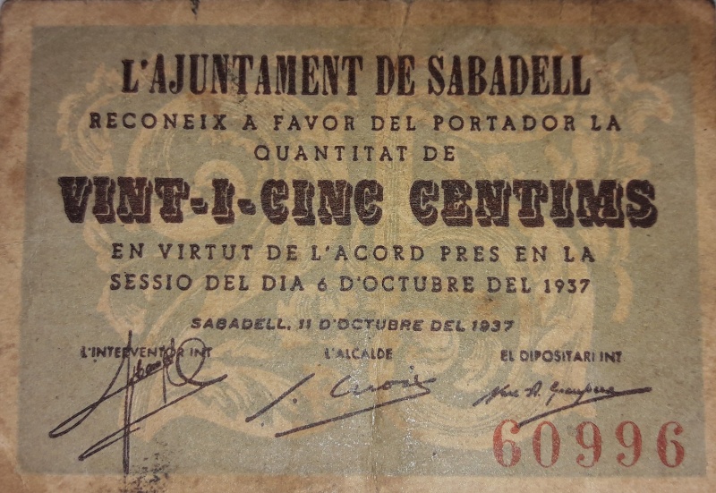 Anverso de 25 Céntimos (Sabadell)