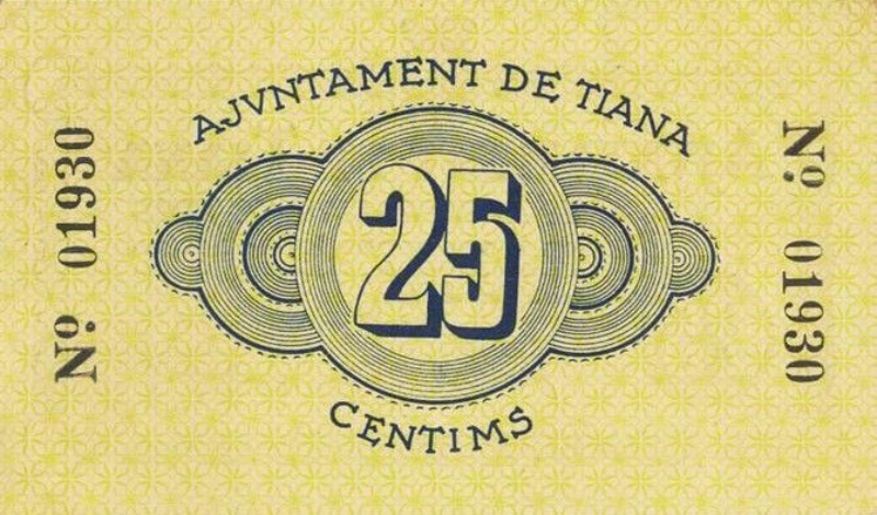 Reverso de 25 Céntimos (Tiana)