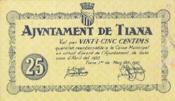 Anverso de 25 Céntimos (Tiana)