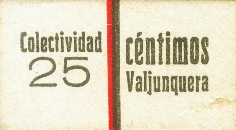 Anverso de 25 Céntimos de Peseta (Valjunquera)