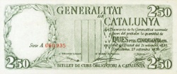 Anverso de 2.50 Pesetas (Generalitat de Catalunya)