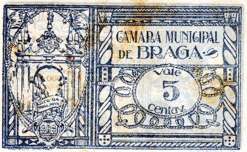 Billete 5 Centavos (Braga) | 1920 - Reverso Reverso de 5 Centavos (Braga)