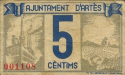Reverso de 5 Céntimos (Artés)