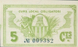 Reverso de 5 Céntimos (Castellet de Llobregat)
