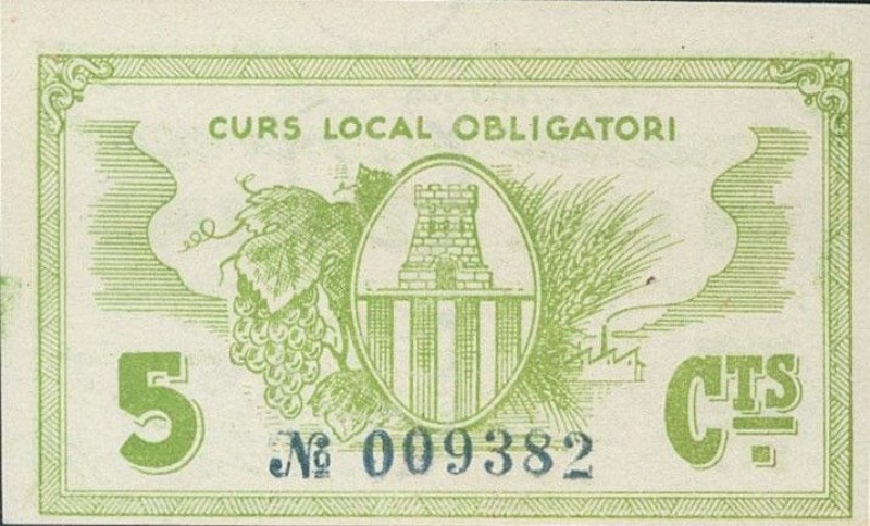 Reverso de 5 Céntimos (Castellet de Llobregat)