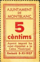 Anverso de 5 Céntimos (Montblanc)