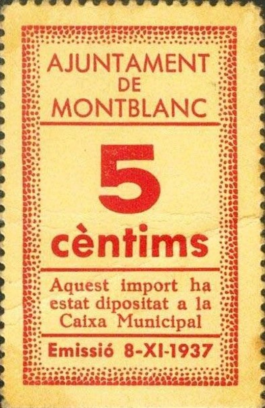 Anverso de 5 Céntimos (Montblanc)