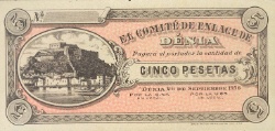Anverso de 5 Pesetas (Dénia)