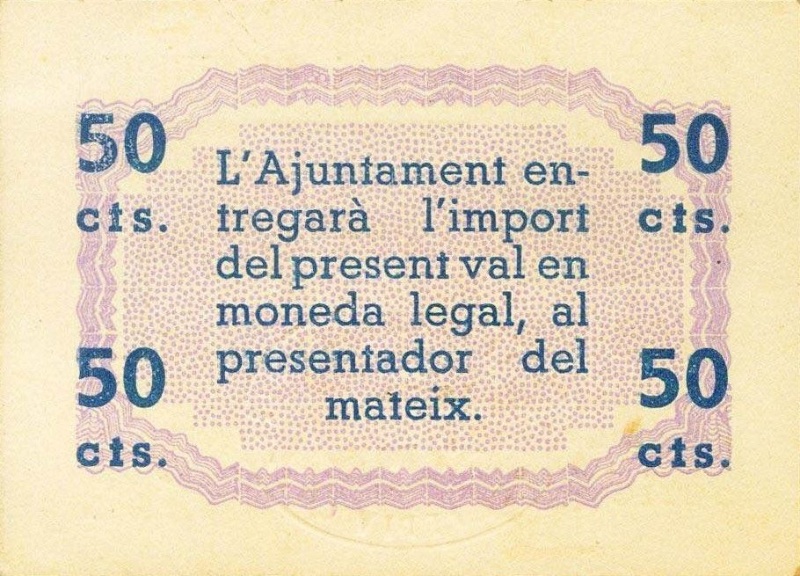 Reverso de 50 Céntimos (Arbúcies)