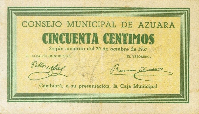 Anverso de 50 Céntimos (Azuara)