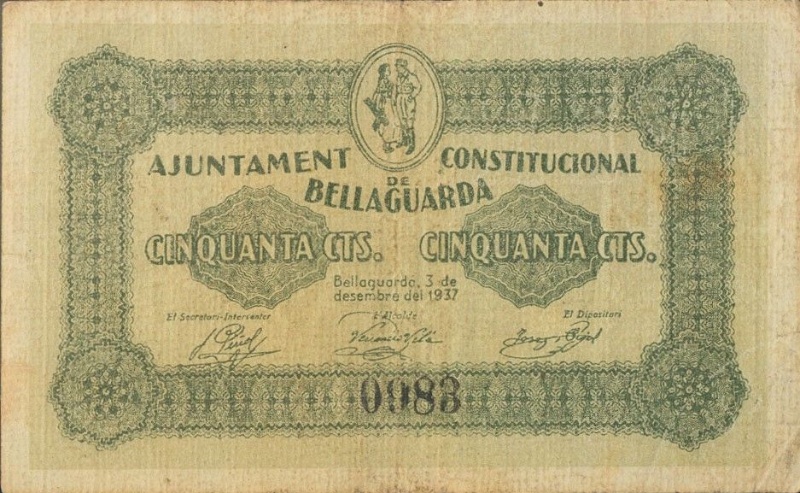 Billete 50 Céntimos (Bellaguarda) | 1937 - Anverso Anverso de 50 Céntimos (Bellaguarda)