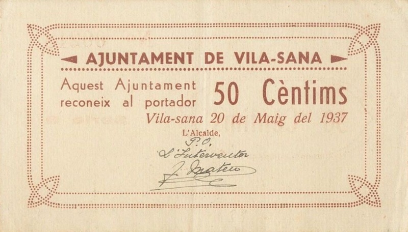 Anverso de 50 Céntimos (Vila-sana)