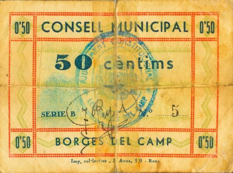 Anverso de 50 Céntimos de Peseta (Borges del Camp)