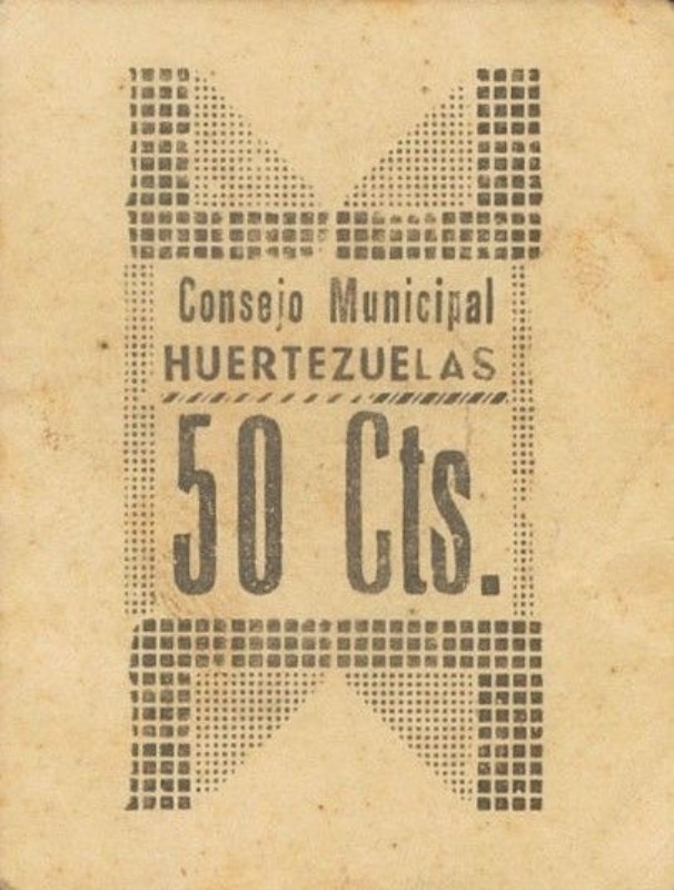 Billete 50 Céntimos de Peseta (Huertezuelas) | 1936 - 1939 - Anverso Anverso de 50 Céntimos de Peseta (Huertezuelas)
