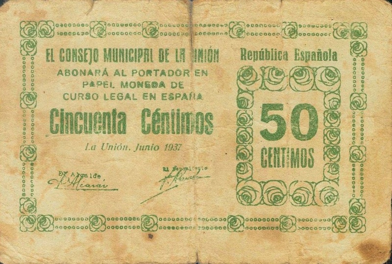 Anverso de 50 Céntimos de Peseta (La Unión)