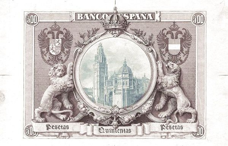 Reverso de 500 Pesetas