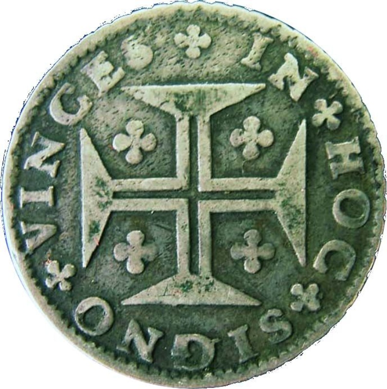 Reverso de ½ (medio) Cruzado/12 Vinténs - Pedro II (ceca de Lisboa)