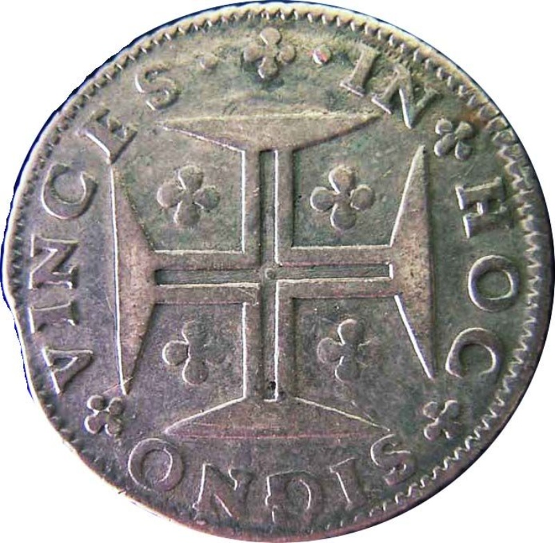 Moneda ½ (medio) Cruzado/200 Reales (Réais) - Pedro II (Corona del Rey, ceca de Lisboa) | 1686 - 1687 - Reverso Reverso de ½ (medio) Cruzado/200 Reales (Réais) - Pedro II (Corona del Rey, ceca de Lisboa)