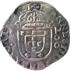 Anverso de ½ (medio) Cruzado - João IV (ceca de Évora)