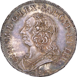 Anverso de ½ (medio) Escudo - Carlo Emanuele III