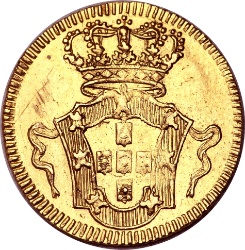 Reverso de ½ (medio) Escudo - João V (cecas de Lisboa, Bahía, Río y Minas)