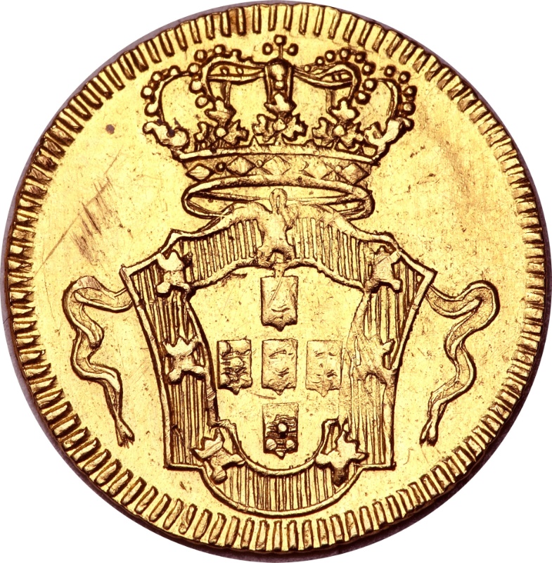 Reverso de ½ (medio) Escudo - João V (cecas de Lisboa, Bahía, Río y Minas)