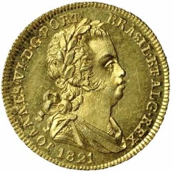 Anverso de ½ (medio) Escudo - João VI (ceca de Lisboa)
