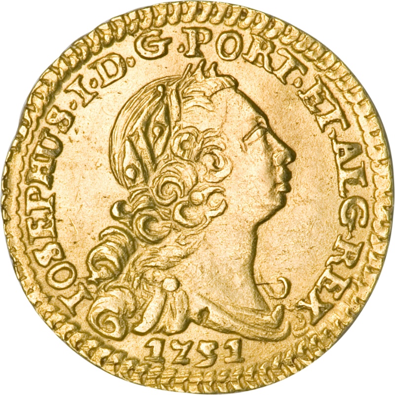 Moneda ½ (medio) Escudo - José I (cecas de Lisboa, Bahía y Río) | 1751 - 1777 - Anverso Anverso de ½ (medio) Escudo - José I (cecas de Lisboa, Bahía y Río)