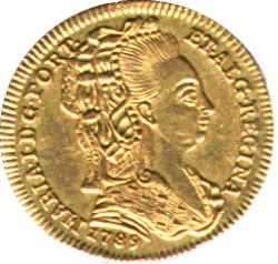 Anverso de ½ (medio) Escudo - María I (Tocado - Ceca de Lisboa)