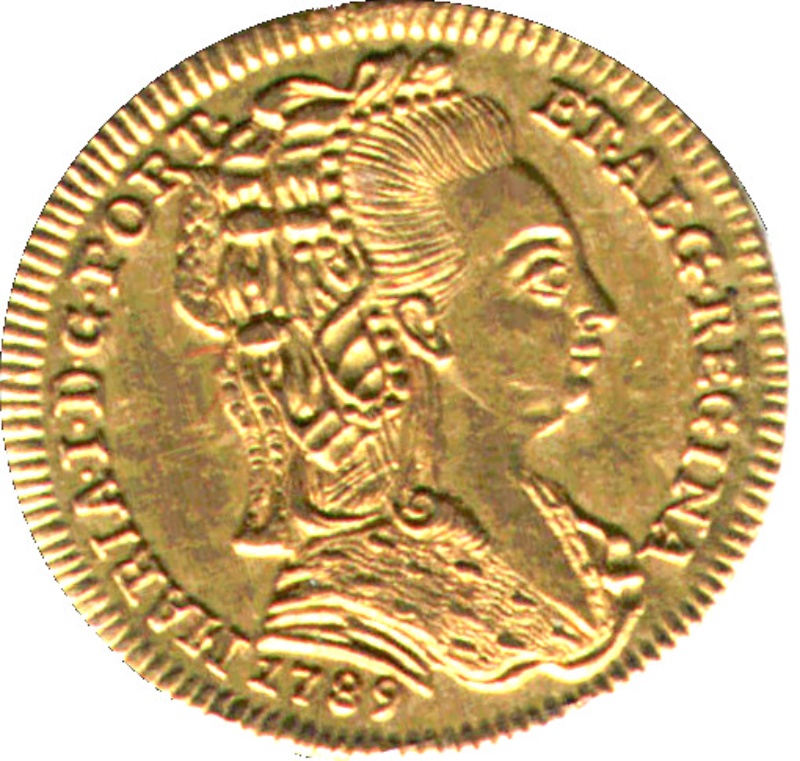 Anverso de ½ (medio) Escudo - María I (Tocado - Ceca de Lisboa)