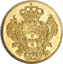 Reverso de ½ (medio) Escudo - María I y Pedro III (cecas de Lisboa y Bahía)
