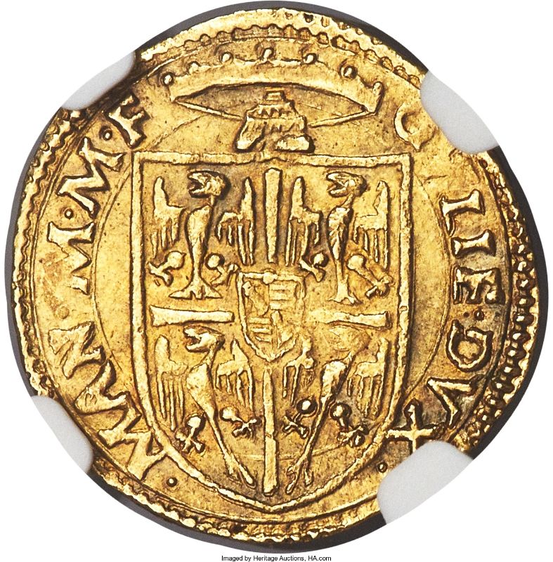 Moneda ½ (medio) Escudo d'oro - Guglielmo Gonzaga | 1550 - 1555 - Anverso Anverso de ½ (medio) Escudo d'oro - Guglielmo Gonzaga