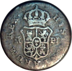 Reverso de ½ (medio) Real - Carlos III (retrato)