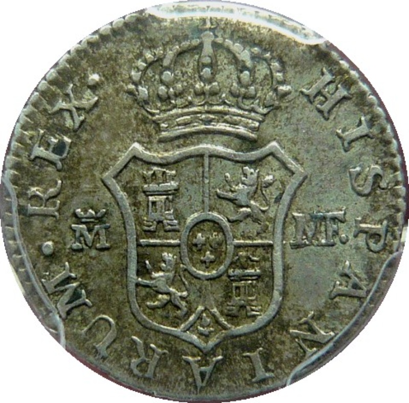 Reverso de ½ (medio) Real - Carlos IV