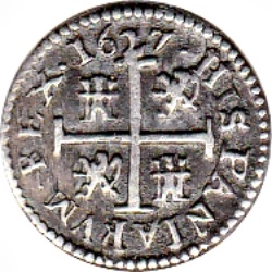 Reverso de ½ (medio) Real - Felipe IV (Segovia)
