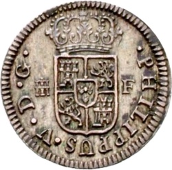 Anverso de ½ (medio) Real - Felipe V (1er tipo)