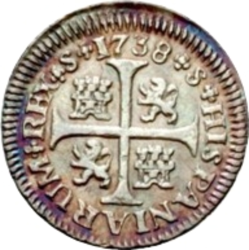 Reverso de ½ (medio) Real - Felipe V (2º tipo)