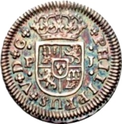Anverso de ½ (medio) Real - Felipe V (2º tipo)