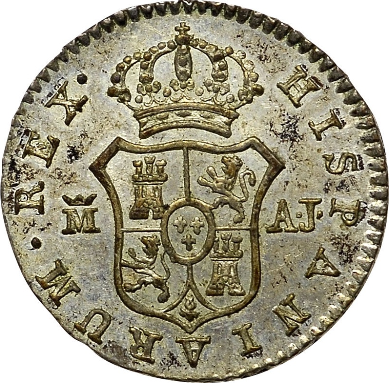 Reverso de ½ (medio) Real - Fernando VII