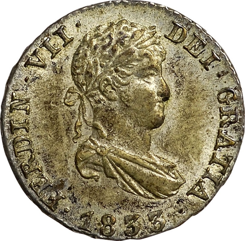 Anverso de ½ (medio) Real - Fernando VII