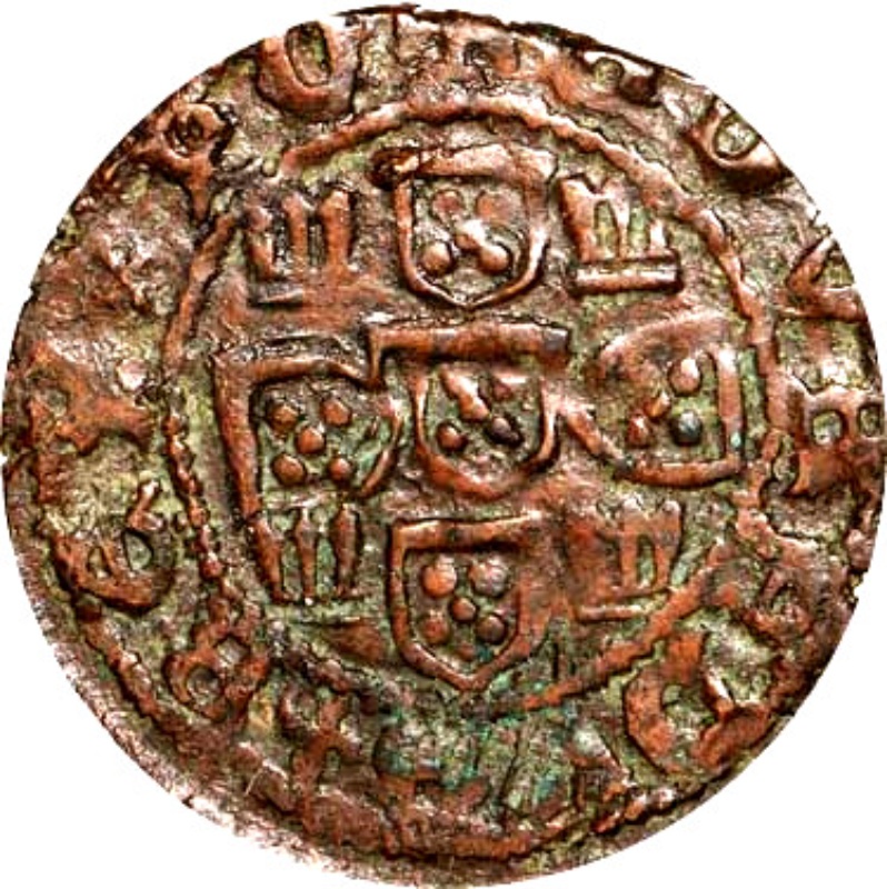Moneda ½ (medio) Real Preto - Duarte I ("P", Ceca de Oporto) | 1433 - 1438 - Reverso Reverso de ½ (medio) Real Preto - Duarte I ("P", Ceca de Oporto)
