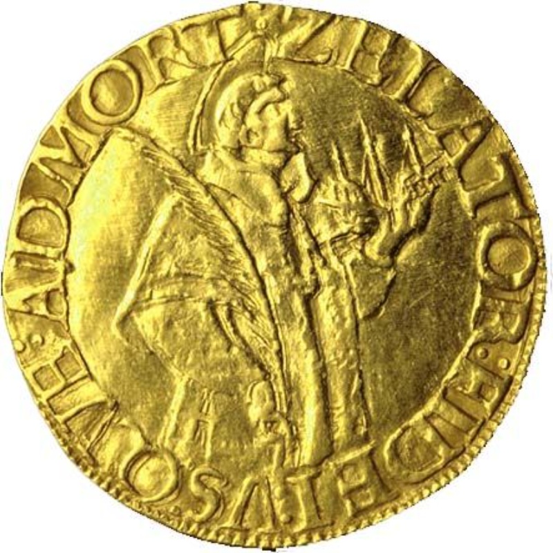 Reverso de ½ (medio) São Vicente "L-G" - Sebastião I (ceca de Lisboa)