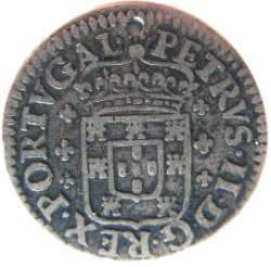 Anverso de ½ (medio) Tostão - Pedro II (Príncipe corona)