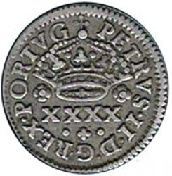 Anverso de ½ (medio) Tostão - Pedro II (ceca de Oporto)