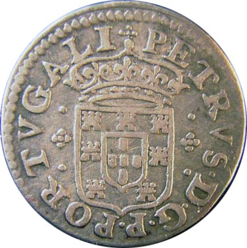 Anverso de ½ (medio) Tostão - Pedro Príncipe Regente