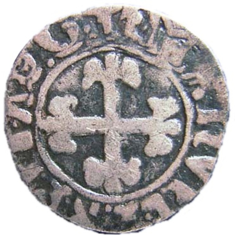 Reverso de ½ (medio) Vintém - Manuel I (ceca de Oporto)